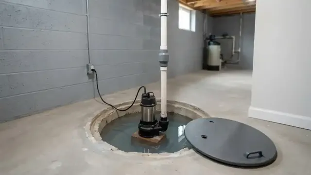 Sump pump and discharge pipe in a basement pit